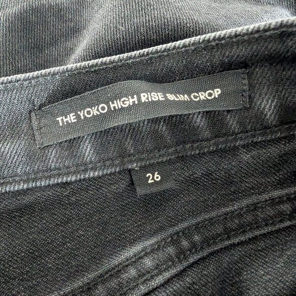 Denim Forum The Yoko High Rise Slim Crop Black Jeans Button Fly Size 26 - Picture 5 of 11